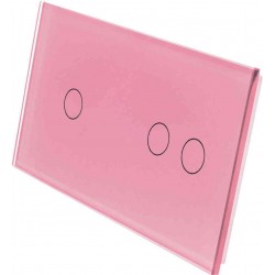 Podwójny szklany panel włącznika dotykowego LIVOLO 7012-67 Różowy