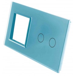 Podwójny szklany panel włącznika LIVOLO 702G-69 Niebieski